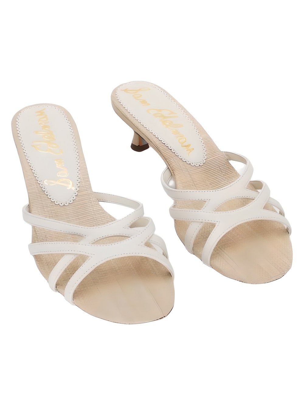 Sam Edelman Modern Ivory Leather Kitten Heel Slingback Size 10.5M